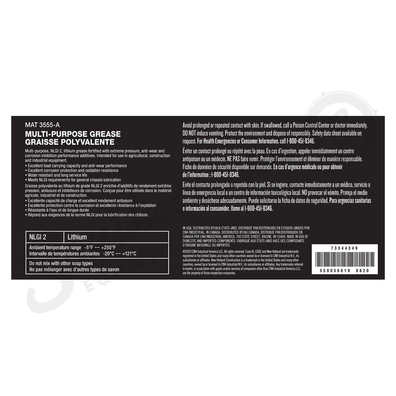 Case Construction Multi-Purpose Grease - NLGI 2 - Mat 3555-A